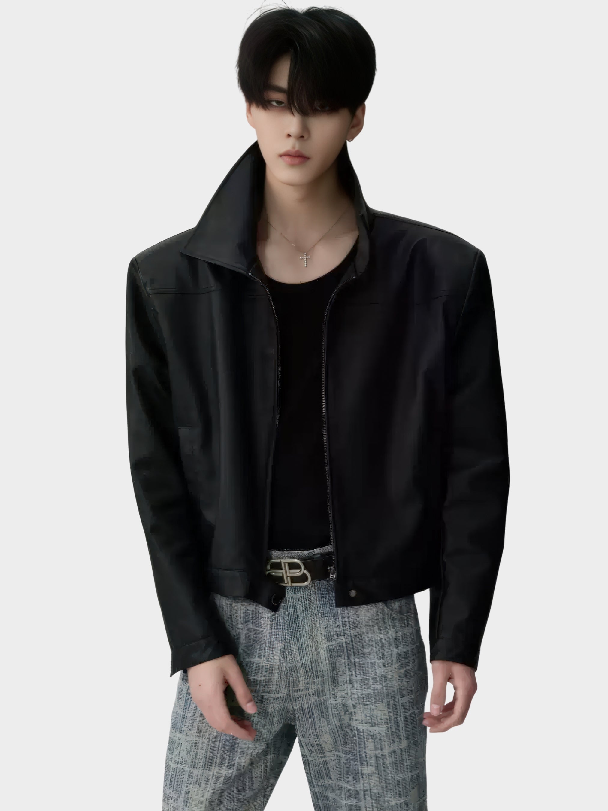 Riven leather jacket