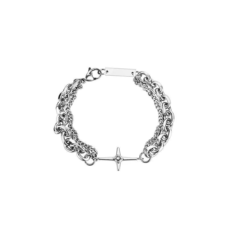 Silver Cross Bracelet and Statement Star Ring