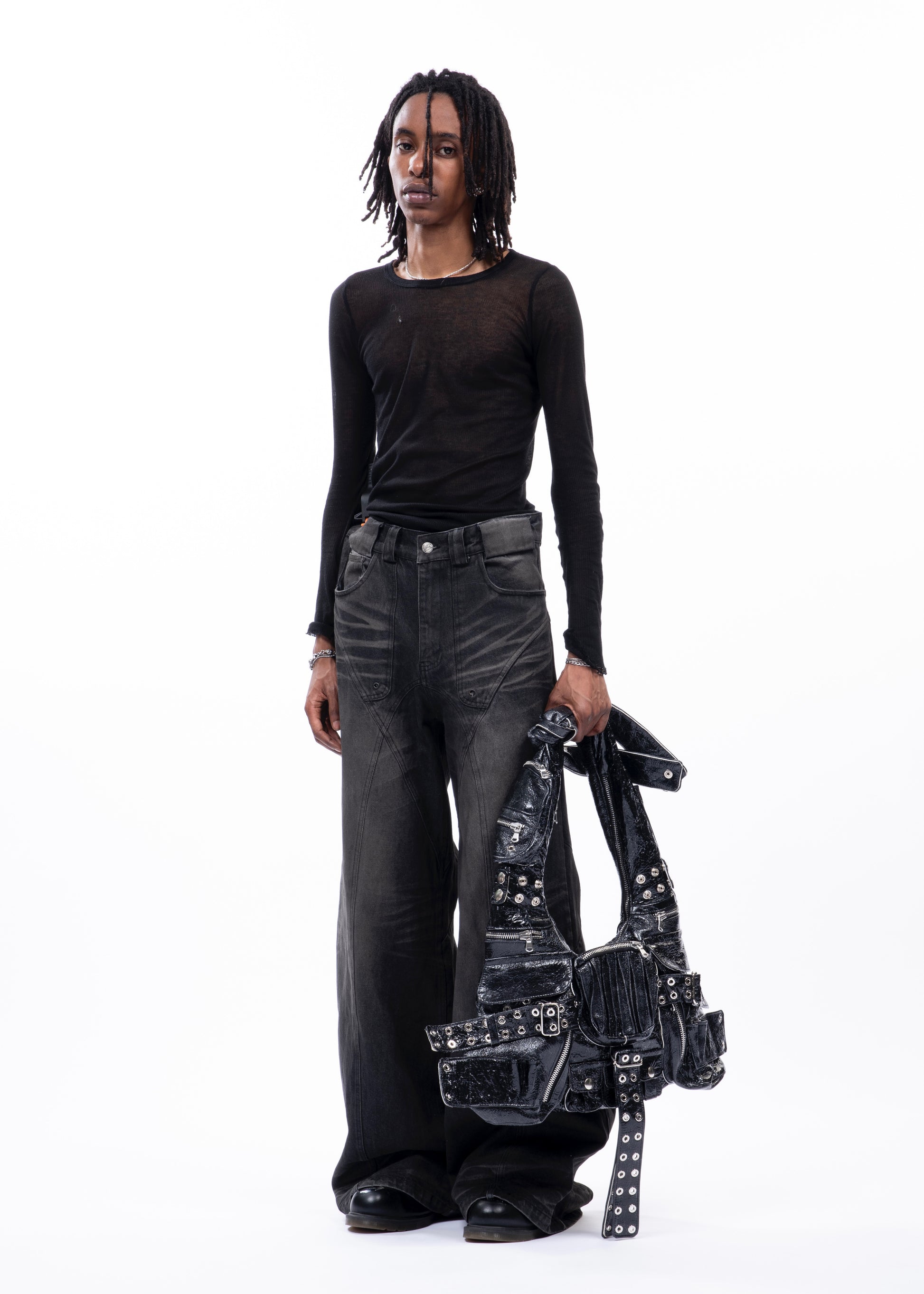 Wide-Leg Vintage Black Denim Jeans