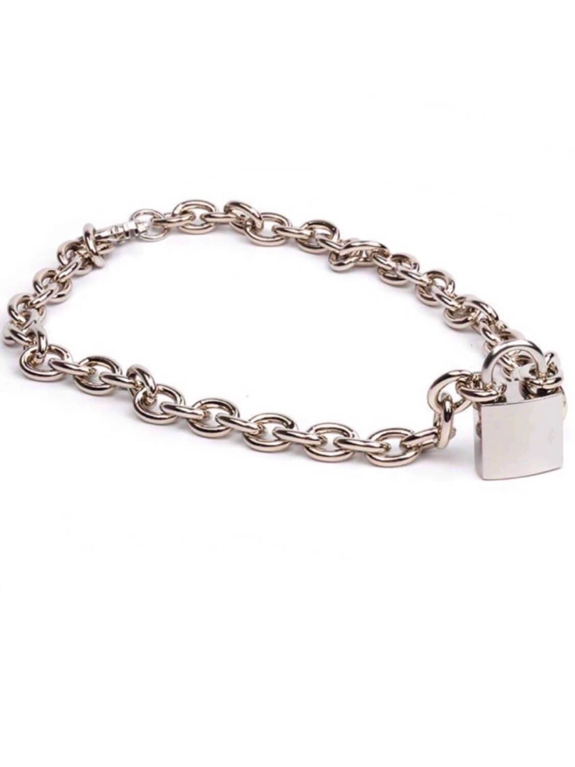 padlock with big rings necklace on a white background