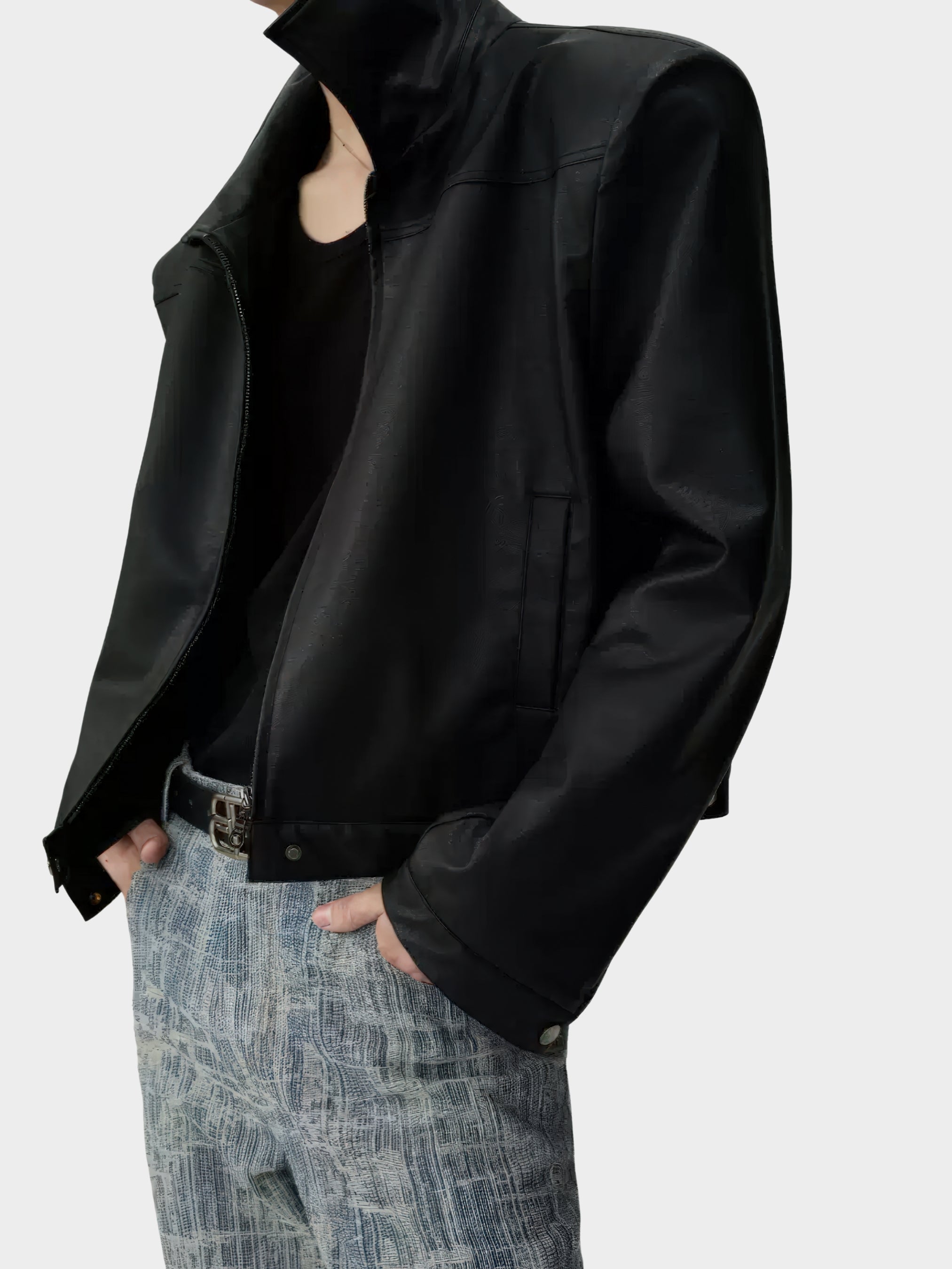 Riven leather jacket