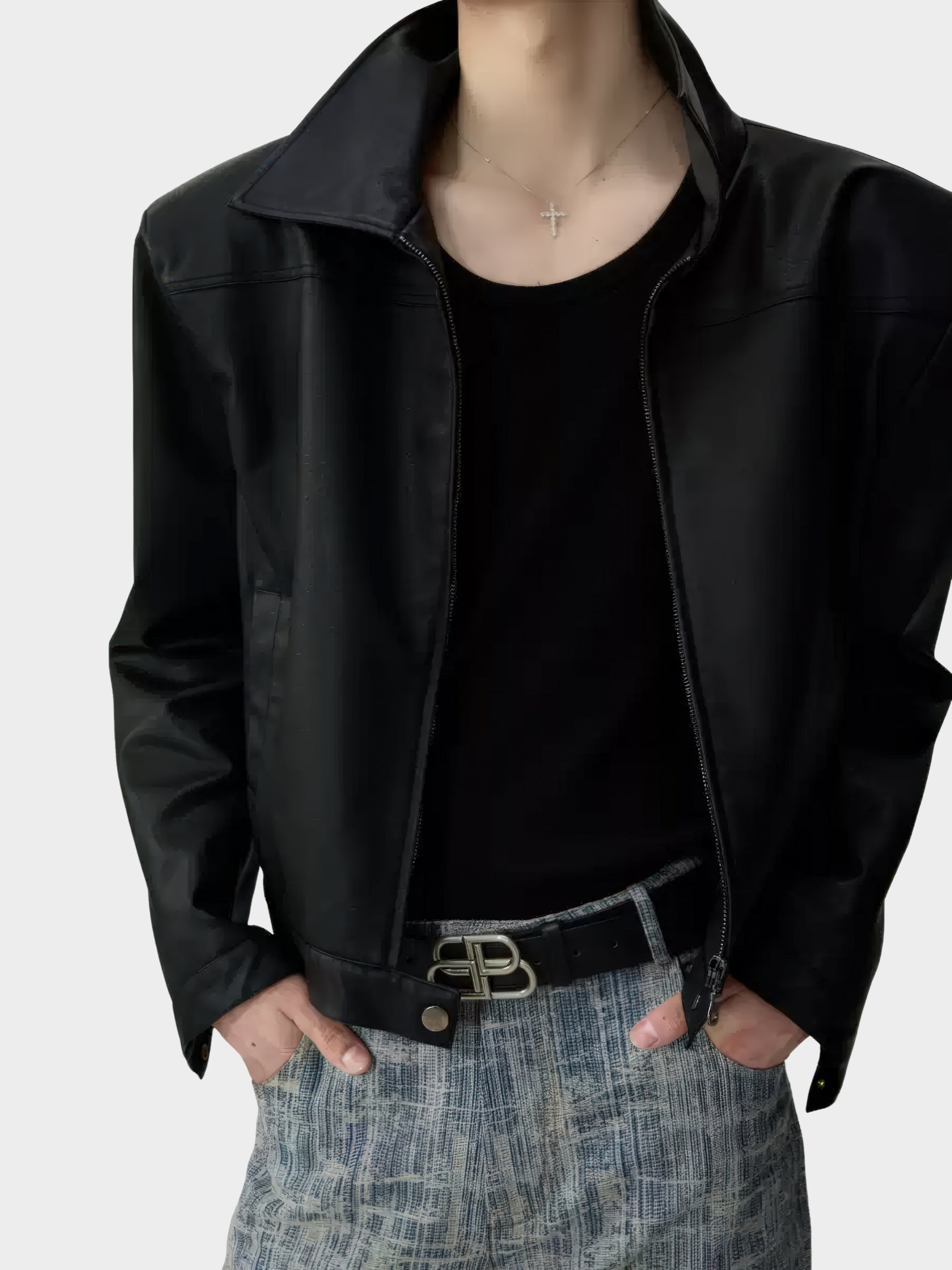 Riven leather jacket