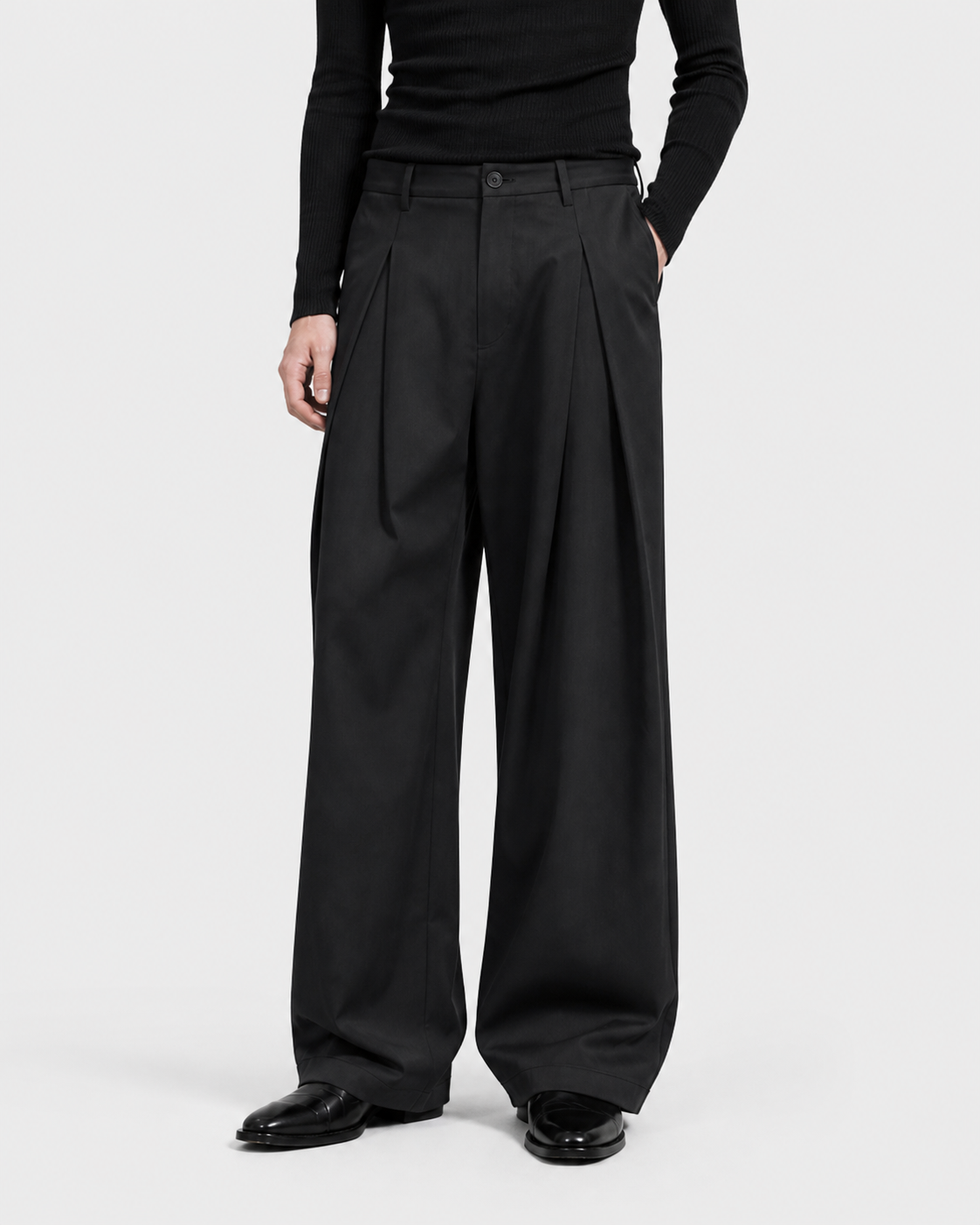 A-Line Wide Pleated Trousers