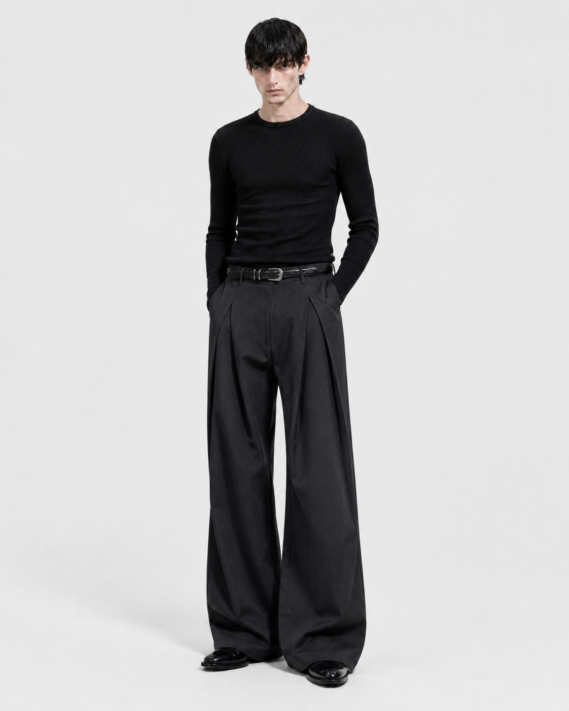 A-Line Wide Pleated Trousers