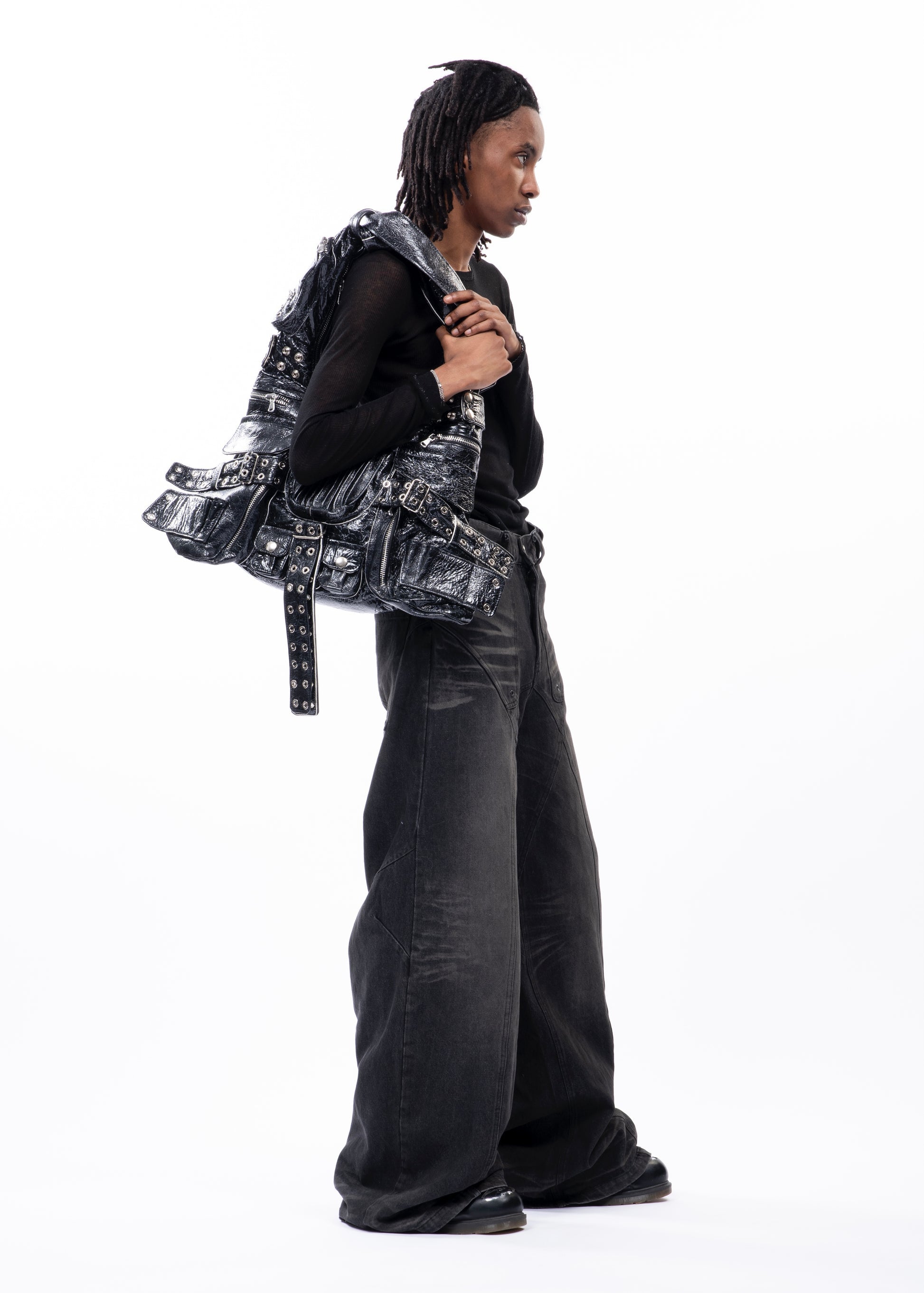 Wide-Leg Vintage Black Denim Jeans
